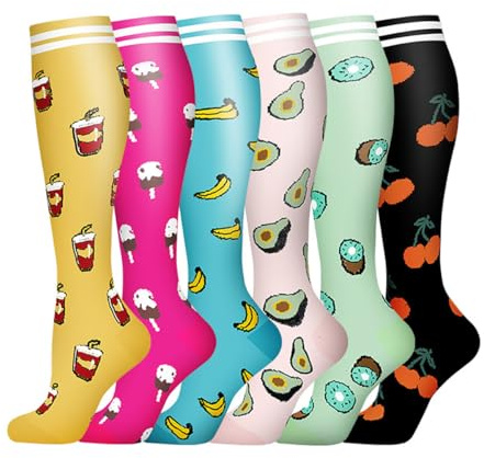 GEYIWSSXY 6 Paar Kompressionsstrümpfe Stützstrümpfe für Herren Damen Bunte | Sport, Laufen, Reisen, Radsport