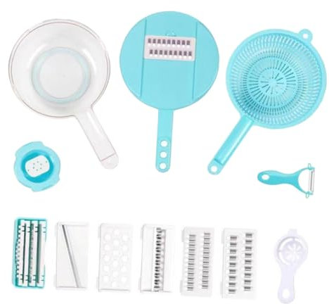 KICHOUSE Juego De Ralladores Para Cocina Multifunción Cesta Transparente Para Lavar Verduras y Frutas, Rallador De Mano Mango Azul, Cortador y Escurridor Reutilizable Para Uso Doméstico