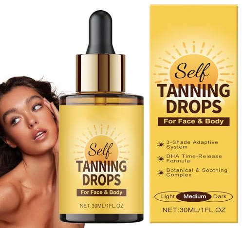 Gocce abbronzanti per il viso Se-Lf, gocce abbronzanti senza sole, abbronzante liquido, formula naturale e abbronzante, idratante e nutriente, 30 ml, per una pelle radiosa e dall'aspetto sano