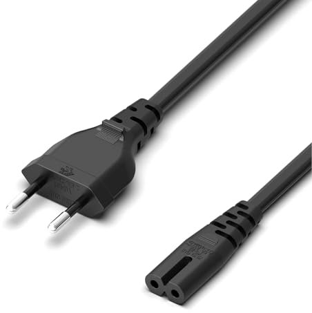 Mezelon Cavo di Alimentazione 2m con Spina Euro Tipo C a Presa C7 (Euro 8) - Per Caricabatterie E-Scooter Xiaomi, Segway-Ninebot, GoTrax - Compatibile con Dispositivi Domestici e da Ufficio