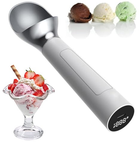 WUDLi Cuillère électrique Rechargeable USB, cuillère à Glace chauffante, avec Affichage LED, Chauffe à 122°F pour la crème glacée Dure, Facile pour Les Personnes âgées et Les Enfants