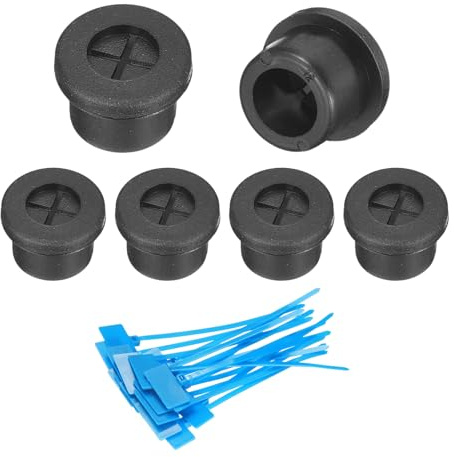 sourcing map 6Pcs Cable Cord Grommet, 1/2(12mm) Rubber Desk Grommets Wire Pass Through Hole Cover with Marked Cable Ties for Home Office Cable Wire Protection, Black