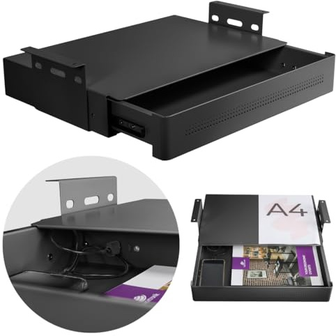 Spacetronik Schublade Unter Schreibtisch mit USB-A & USB-C | 8 kg Tragkraft, USB Ports, Extra Ablagefläche, Leiser Mechanismus, Schublade unter Schreibtisch, Organizer Büro