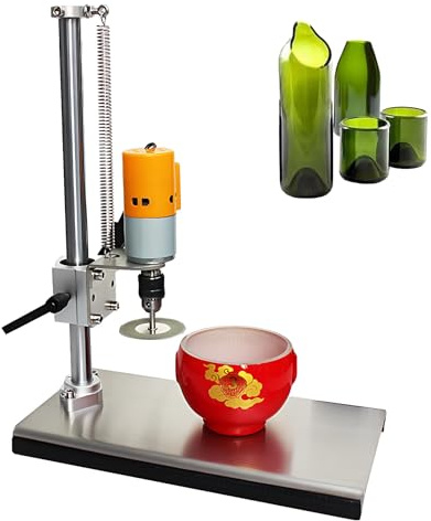 Cortador eléctrico de botellas de vidrio, kit de herramientas para cortar botellas de vino con 4 cuchillas abrasivas, máquina cortadora de vidrio con velocidad y altura ajustables