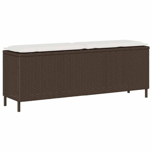 QUAHEAS Langlebige Poly Rattan Gartenbank Braun 110x30x40,5 cm, UV-beständige & Pflegeleichte Outdoor Möbel Sitzbank für Garten, Terrasse & Balkon, inklusive bequemem Kissen.