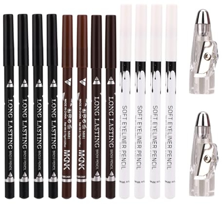 Fukaisu 12pcs Crayons de Barbier, Crayons de Contouring Capillaires Durables avec 2 Taille-Crayons Outils Coiffure Barbe Pratiques pour Femmes et Hommes (4 Couleurs)