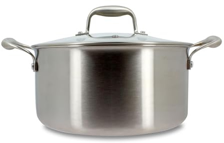 MENASTYL - Faitout inox 24 cm Trinox tous feux dont Induction avec couvercle - Structure 3 couches inox/aluminium - Qualité Professionnelle - Sans substances nocives - Lave-vaisselle - 6020152
