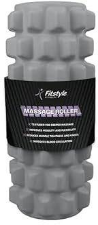 Tech Island Foam Roller, Deep Tissue Muscle Massage, 34 cm Grid Sports Massager, Trigger Point Muscles Enhance Recovery for Physical Therapy Fitness Gym Physio (Grey)