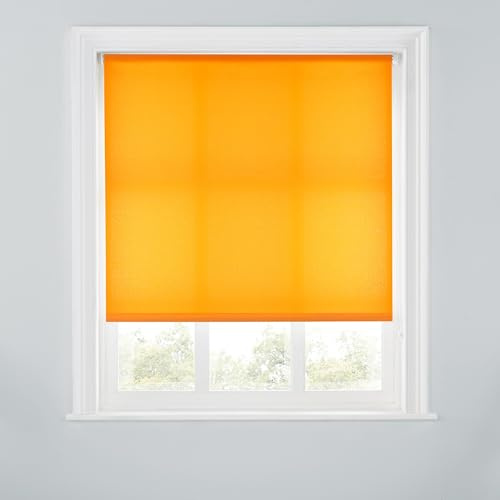 Trimmable Daylight Roller Blind - 3FT - ORANGE - 90cm(W) x 170cm(L) | Polyester Daylight Roller Blind with Trim-To-Size Fit, Softens Sunlight, Adds Privacy & Suits Kitchens, Lounges & Bedrooms