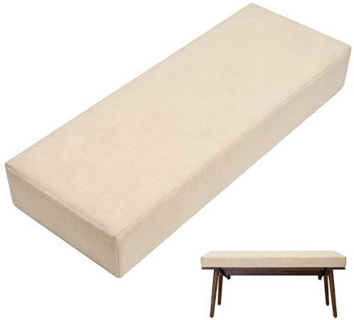 Halorin Coussin de banc de jardin, coussin de siège, 80x40x5 cm, antidérapant, coussin de siège, housse de banc amovible pour jardin, terrasse, intérieur (Beige)