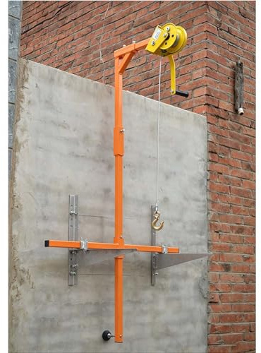 Lifting Tool for Air Conditioning Systems, Portable Crane Hoist with Bracket and Hand Winch, Durable Orange Design, for Easy Outdoor Unit Installation,150kg,30M