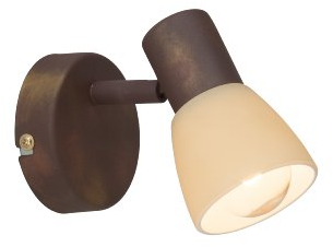 Brilliant Luca 35810/56 - Faretto da parete, 1 lampadina E14 max. 40 W, in metallo e vetro, colore: Rame anticato/champagne, reflektor, marrone