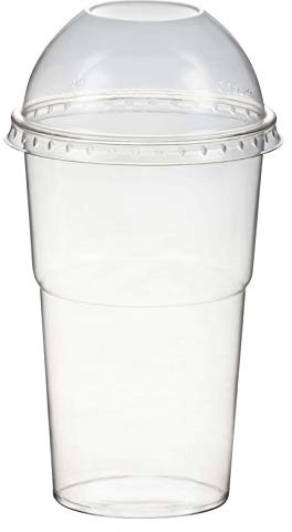 50 STK. Smoothiesbecher Dessertbecher + Domdeckel 300 ml Ø78mm, PET, glasklar