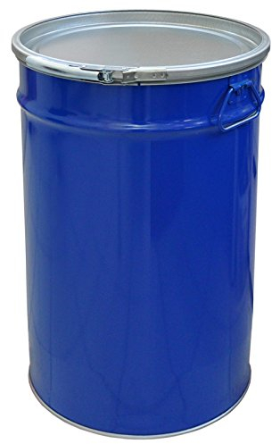 Tonneau en acier 60 litres Tonneau à couvercle | Adapté à l'aspiration cyclonique des poussières | métallique en tôle Poubelle Récipient Seau avec 2 poignées latérales | Stable et rempli Empilable