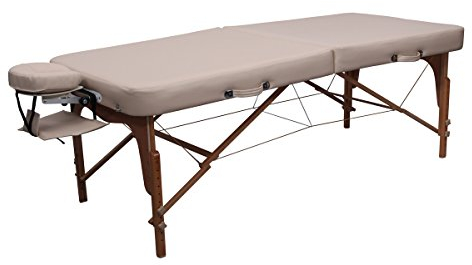 Zen – Mobile FlatTop Massageliege klappbar & höhenverstellbar – Massagetisch aus Vollholz mit verstellbarem Aluminium-Kopfteil – Massagebank mit Armlehnen & Tragetasche (Cremé)