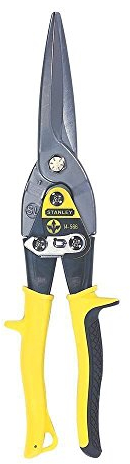 STANLEY Blechschere Maxsteel 2-14-566 (gerade, 300 mm Länge, Bi-Material Kunststoffhandgriff, chromveredelt, Einhandbedienung)