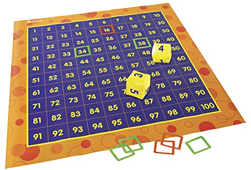 Learning Resources Hunderter-Würfelmatte – XXL Bodenmatte mit Zahlen 1–100, inkl. aufblasbaren Würfeln, Rahmen & Spielideen, zum Zählen, Muster erkennen & Mathe Lernen, ab 5 Jahren