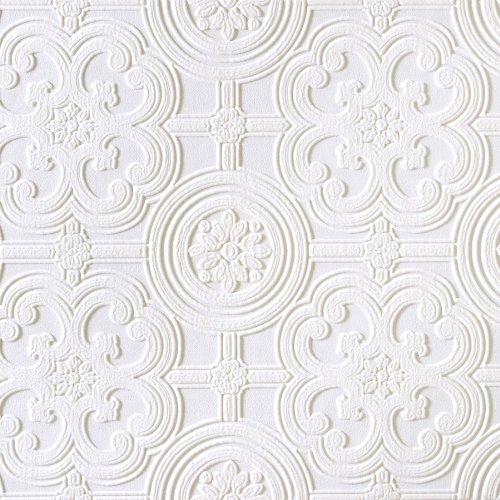 Brewster RD80029 Egon Textured Vinyl Wallpaper, Paintable,White, 20.9x2x2