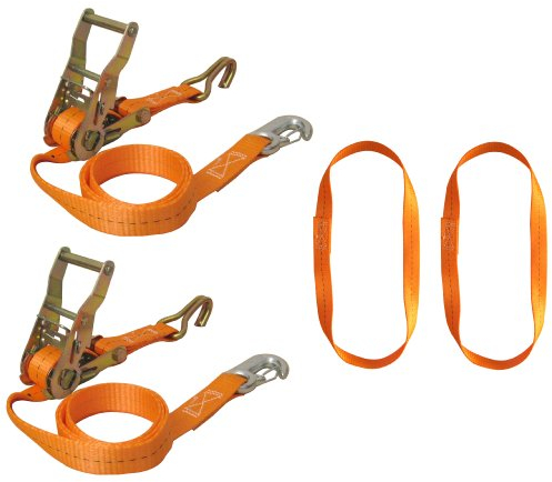 Braun Bike-Lashing-Set Braun Motorrad Vorderradverzurrung, Zurrgurtset 6-teilig mit Spitzhaken und Karabinerhaken, inklusive Endlosschlingen, Gurtfarbe orange. Artikel Nr.: 750-6-FRONT