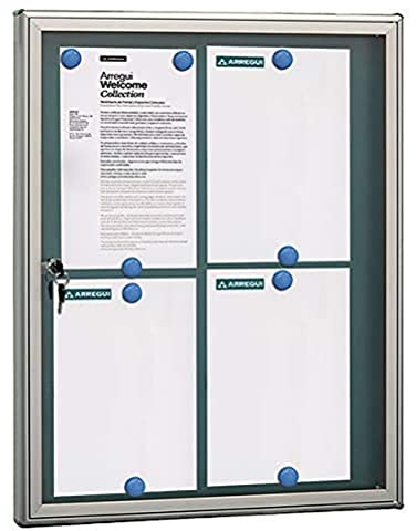 Arregui PAN72 Panel de Anuncios de aluminio y metacrilato para 4 hojas DIN A4, plata