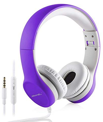 hisonic Kopfhörer für Kinder, Leicht KinderKopfhörer mit Laustärkebegrenzung auch Mikrofon Verstellbare Kinder Erwachsene Headset für Jungen und mädchen ab 3 Jahre (violett).