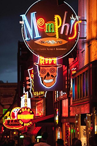 Illuminated Bar Signs on Beale Street Memphis Photo Photograph Cool Wall Art Print Poster 24x36