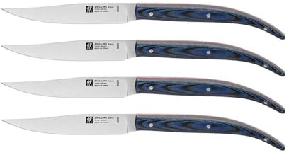 Zwilling -Steakmesserset Nitrostahl/Micarta Stahl/Blau -Länge: 23 cm-4er-Set