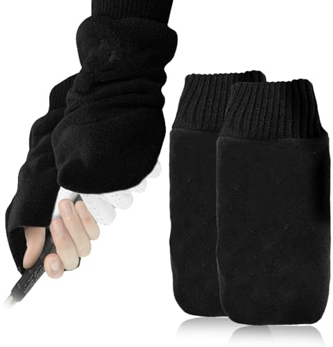 FINGER TEN Golfhandschuhe Herren Damen Winter Mitts Mitten Fäustling Warm Fleece im Paar Golf Handschuhe Nach Oben Ziehen Mit Weich Komfortabel Set (XL,Schwarz)