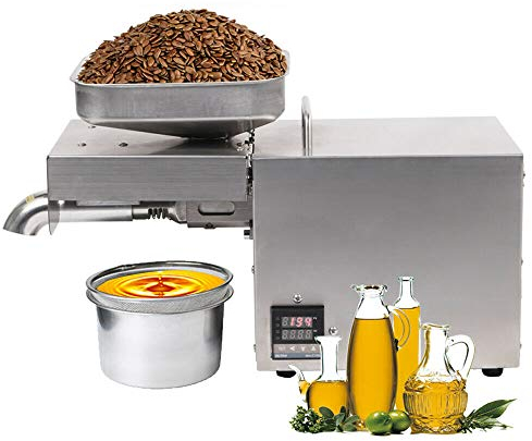 YUEWO Küche Nuss Samen Leinsamen Öl Presser Automatische Ölpresse Ölpresse Extractor Edelstahl für Flachs Erdnuss Hanf Perilla Kürbiskern Sonnenblume Raps Sesam Handelsqualität