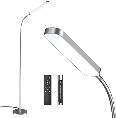 Wio-Mio 15w/1000lm Bright LED Floor Lamp with Stepless Adjustable 3000K-6000K Colors and Dimmer, Remote and Touch Control Reading Lamp, Adjustable Gooseneck Floor Lamp for Living Room