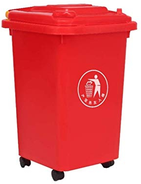 WYRKYP Poubelle de Centre Commercial, Poubelle À Roulettes Facile À Déplacer Poubelle Extérieure Peut Épaissir La Poubelle Domestique Poubelles Intérieures/Extérieures,Rouge,50L