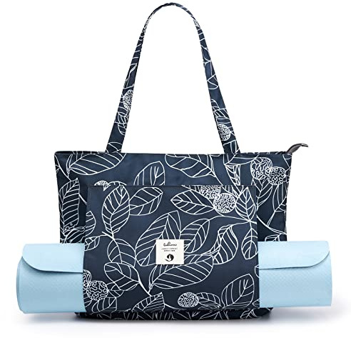 WLLWOO WLLWOO Yoga Bags for Women with Yoga Mats Bags Carrier Carryall Canvas Tote for Pilates Shoulder for Travel Office Beach Workout (Leaf)