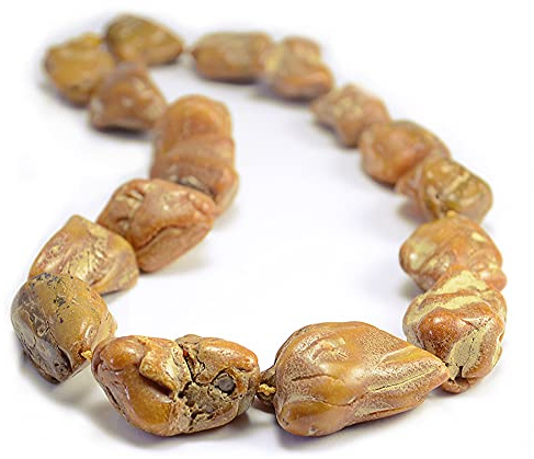 Laboratorio Italiano del Gioiello Echte Bernsteinkette Damen - Baltischer Natur Bernstein - Große Unregelmäßige Steine - Weiß Farbe (50-60cm 50-100gr)