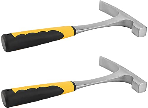 KOHAND 2 Pack 24oz Rock Brick Hammer with Shock Reduction Grip, Drop Forged Hammer, Chrome Plated Geological Double Head for Bricklaying, Mining and Prospecting