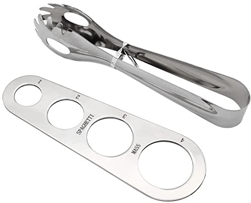 Coufce Spaghetti Server Set, Stainless Steel Food Tong and Spaghetti Measure Tool for Noodles Pasta Serving
