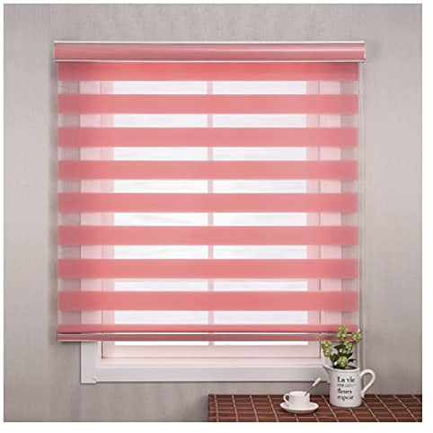 STRMAX Doppelrollo Tag Und Nacht Rollo Vorhang,Einfache Nacht- Und Tagesjalousien, Rollos, Doppellagige Jalousien for Den Innenbereich (Color : Pink, Size : 0.88x1.65m)