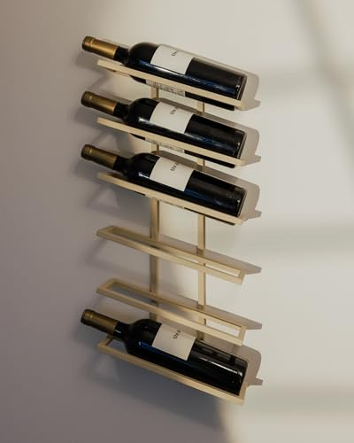 Metallbude Weinregal VINIA - Cashew - Minimalistisches Weinregal aus Metall mit Wandmontage - 6 Flaschen - Kratz-, Stoß- & Schlagfest - 27x9,5x62 cm