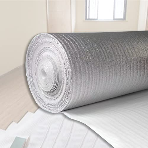 HARICSET Laminat Unterlage Trittschalldämmung Laminat 2mm Dick Silence Floor Akustik ALU Gehschalldämmung für Laminat und Parkett mit Alu-Dampfbremse(Size:1 * 20m)