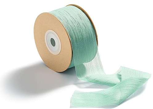 CHUQING Geschenkband Schleifenband Stoffband Chiffonband für Hochzeit Hellgrün | Chiffonband, 38 mm x 22,8 m, für Geschenke, Hochzeiten, Brautsträuße, Haarschleifen, Nähen, Blumendekoration, Events