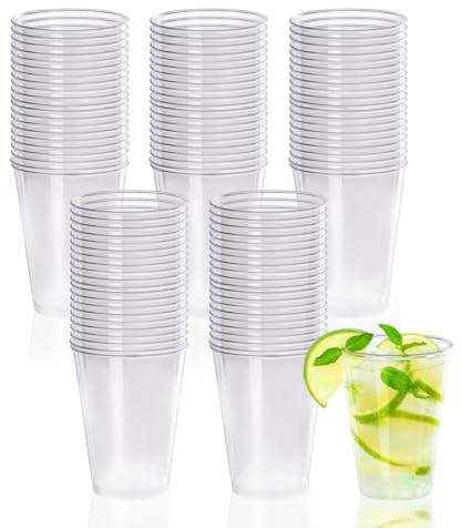 Gucass 100 Pièces Gobelets en Plastique Dur, 240ML Verres de Fête en Transparents, Résistants & Réutilisable Verre Tasses, Gobelets pour Boissons, Champagne, Vin, Desserts, Anniversaires, Noël, Fêtes