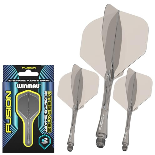 WINMAU Darts - Fusion Integrerat flyg- och axelsystem - No.2 Form och design – Grå nyans Färg, Mellanlängd