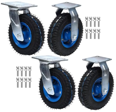 Lenkrolle Luftrad, Schwerlast Bockrolle Leise Langlebige Keine Beschädigung Der Böden Durchmesser 150/200/250MM Stoßdämpfung 4er SET Gummi Transportrollen, Zum Speisewagen Möbel