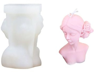 3D Kerze Silikonform, Augen Geschlossene Mädchen Kerzenform Weiblicher Körper Harz Gießform für die Herstellung von Seife Epoxy Wachs Kerzen DIY Handwerk Heimdekoration (B)