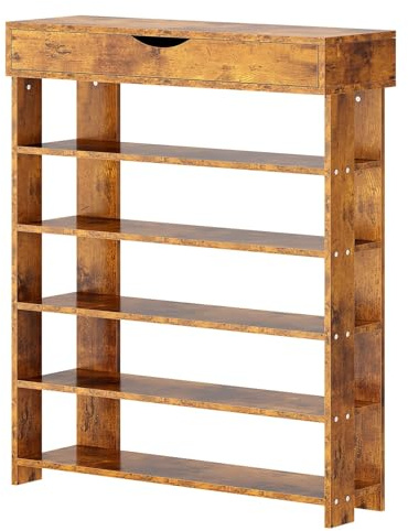 sogesfurniture Holz Schuhregal 5 Ebenen Schuhschrank Schuhablage Standregal Schuhständer für 20 Paar Schuhe, ideal für Diele, Flur, Treppenhaus, 75 x 30 x 94cm, Vintagebraun