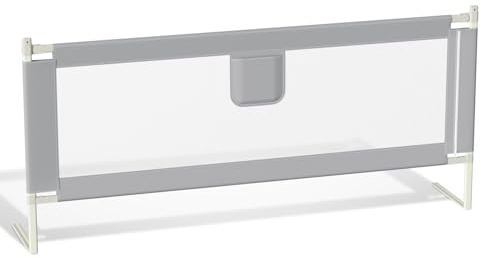 Ikodm 2X 180 cm Griglia di protezione per letto per bambini, griglia di protezione per letto con altezza regolabile da 64-96 cm, protezione anticaduta per letto, griglia di protezione per lettino