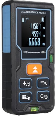 Laser Measure 40m/131ft Laser Distance Meter Portable Laser Measurement Tool with 2 Bubble Levels Large Backlit LCD Display m/ft/in Unit Switching Pythagorean Mode Measuring Distance Area Volume