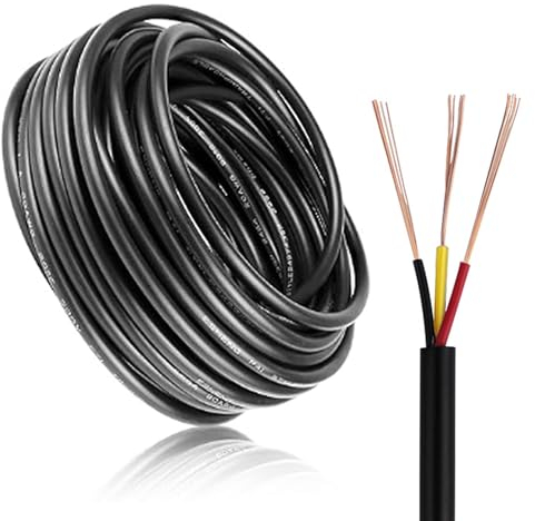 ZoZoMaiy 10 Meter Electrical Cable 22AWG Black Flexible Cable Wire Outer Diameter 3,8mm Outdoor Lighting Cables Wear Resistant Oxidation Resistance For Low Power Appliances