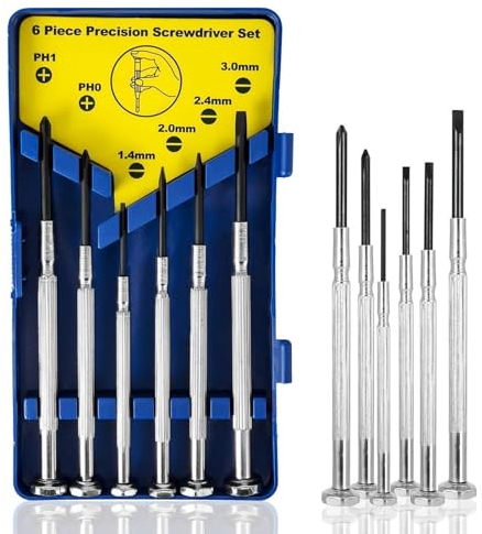 Set di Cacciavite per Occhiali 6 in 1,Set di Cacciaviti Orologiaio, Set Cacciaviti Precisione, Adatto per La Riparazione di Strumenti di Precisione,Come Orologi e Occhiali.