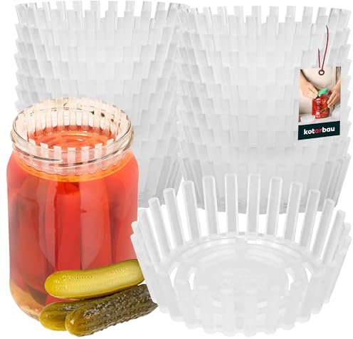 KOTARBAU® 20-Pack Fermenteringsvikter - 100 mm - Tyngder För Fermentering - Fermenteringsgaller För Glasburkar - Plast - Transparent - Alternativ Till Glasvikter