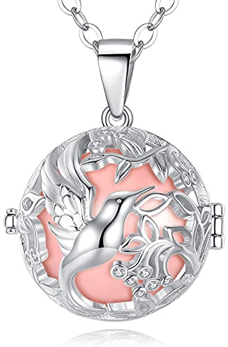 CELESTIA El Llamador de Angeles Embarazada Plata Plateado Colgante Embarazada Collar Colibrí Carillón Relajante Regalo Embarazada Originales Regalos para una Futura Mama